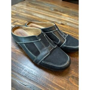Natural Soul by Naturalizer‎ Black Leather Mesh Mules Clogs E9665S001 Womens 7M